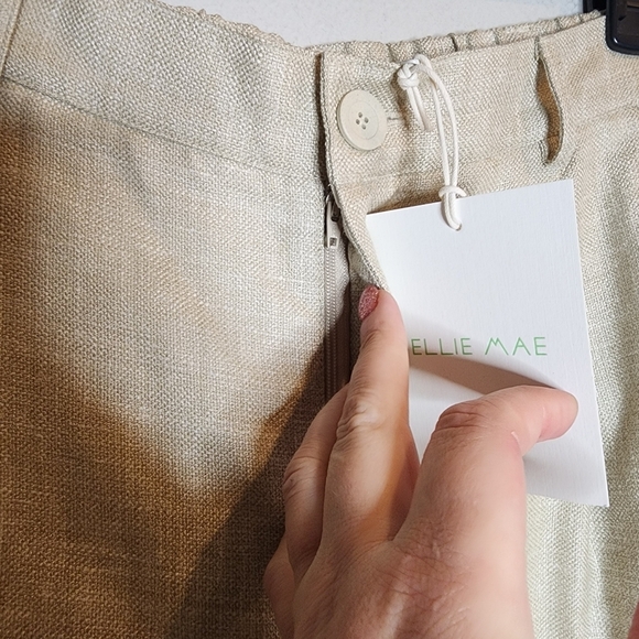 NWT Ellie Mae Studios Linen Silk Wool Keane Oatmeal Cream Pants Size 2 - Picture 12 of 16